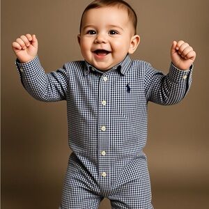 Ralph Lauren Checkered Baby Onesie size 12 months